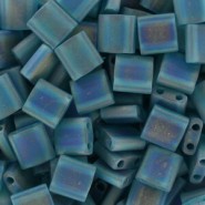 Abalorios Miyuki tila 5x5mm - Matted Transparent teal ab TL-2405FR